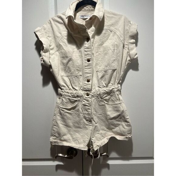 Zara Women's Denim Cream Playsuit-romper size S - Picture 1 of 3
